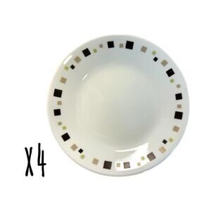 Set of 4 Corelle Vitrelle Geometric Pattern 6.75” Bread Plates